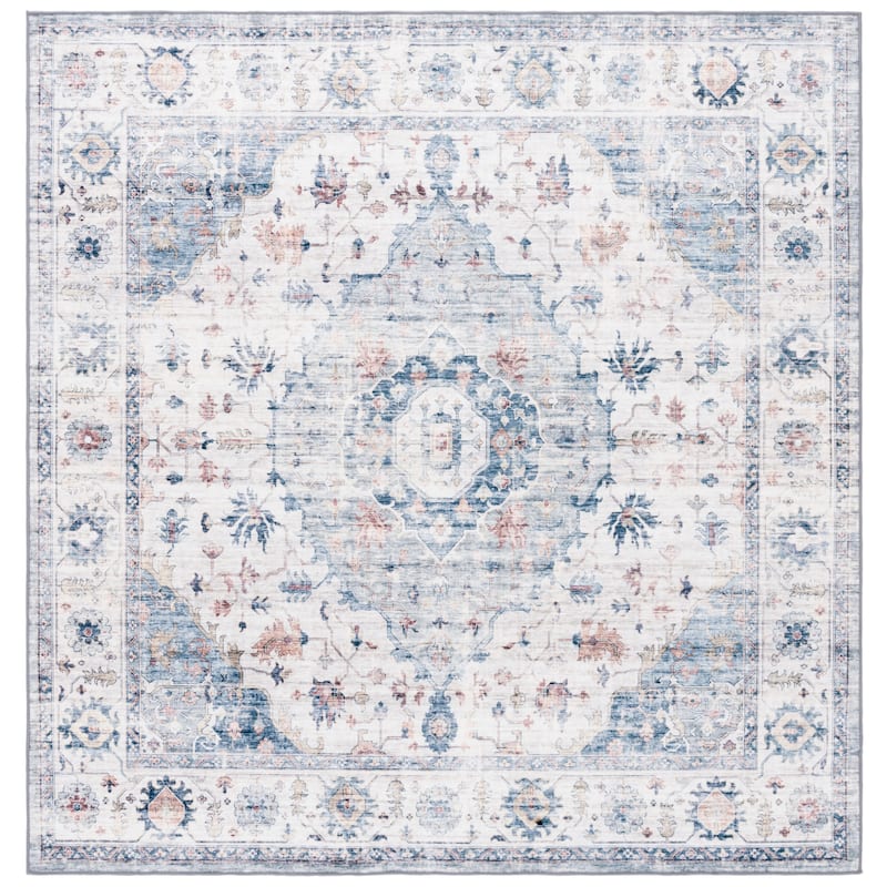 SAFAVIEH Arizona Radia Vintage Rug - 8' Square - Light Blue/Ivory
