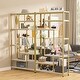 preview thumbnail 6 of 23, Vintage Brown/ Black 8-Shelf Etagere Bookcase, White Modern Bookshelves with Storage, Tall Display Rack