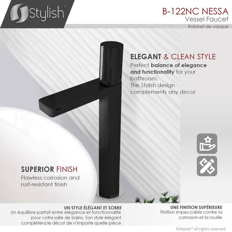Stylish Nessa Single Handle Ht 12 1/2" Vessel Bathroom Faucet B-122