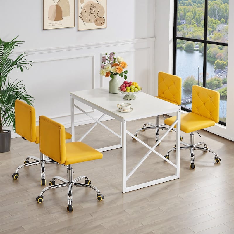 Javlergo Armless Office Desk Chair PU Leather Mid-Back Adjustable Height 360° Rolling Swivel 10 Colors Available Office Chair