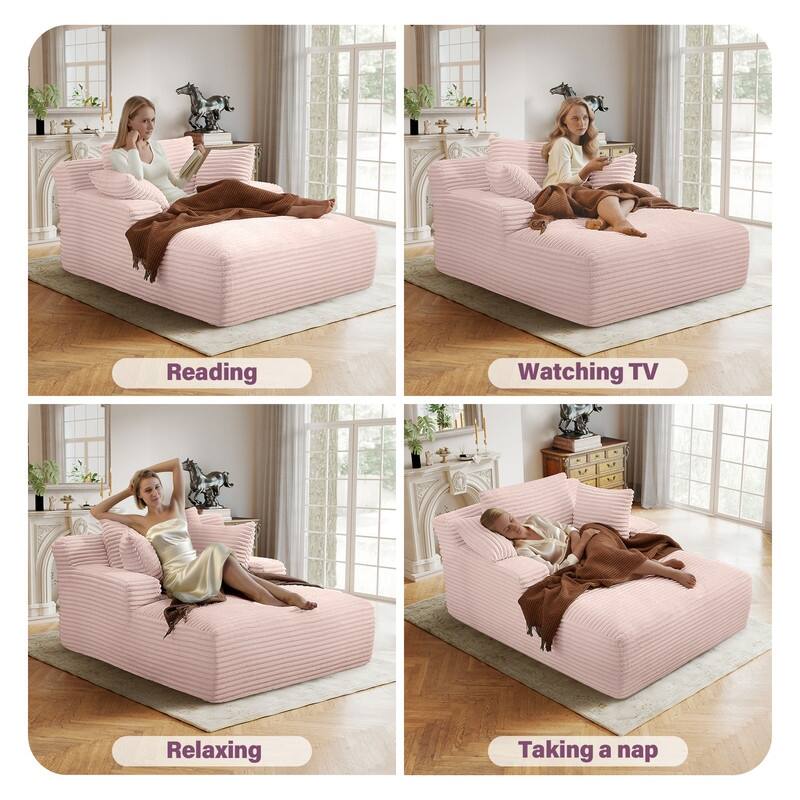 Rossetta Corduroy Upholstered Modern Oversized Chaise Lounge Chair