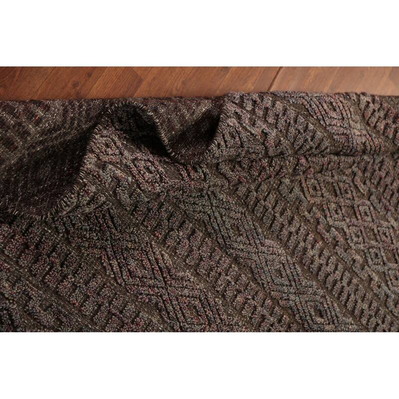 Brown Moroccan Indian Area Rug Handmade Wool Carpet - 5'1" x 8'1"