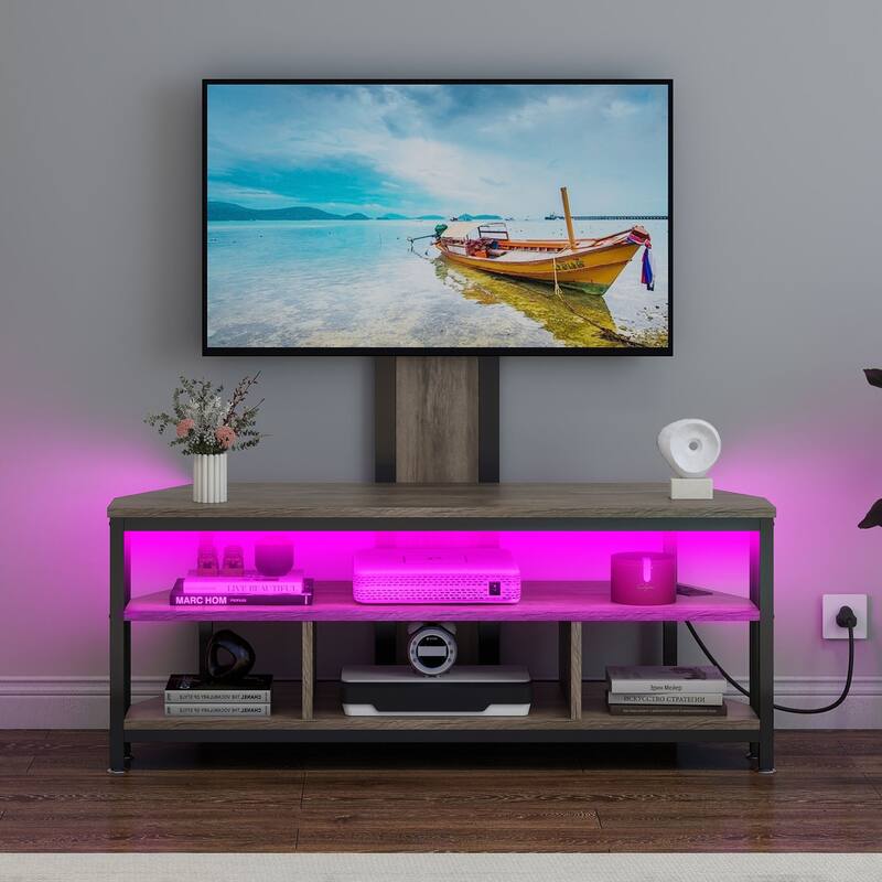 Moasis LED Light TV Stand with Mount, Power Outlet amd USB Port for TVs up to 70"