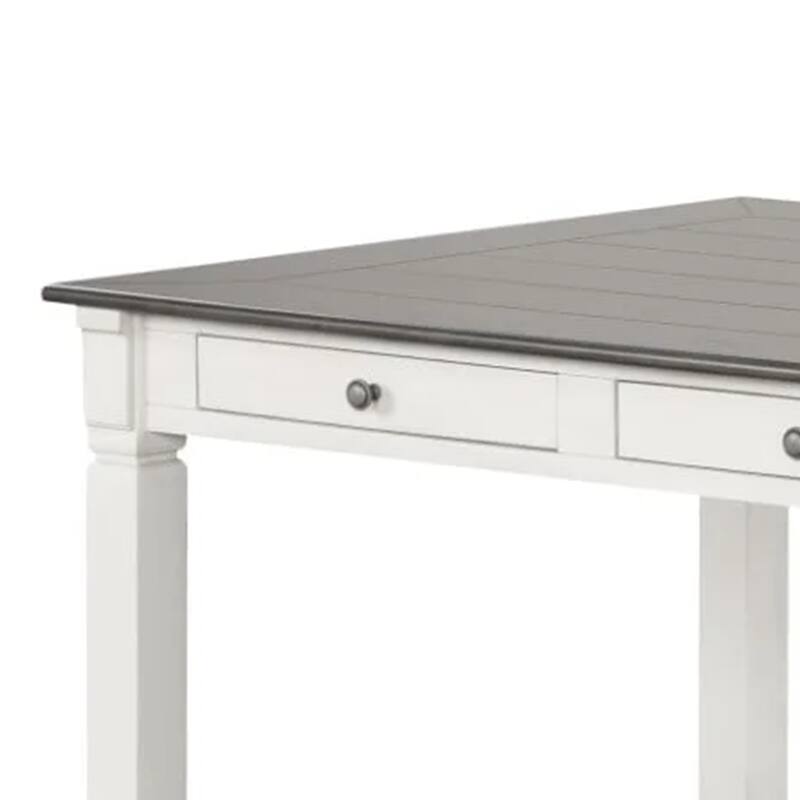 Dola Dining Table, Rustic White, Gray Wood, Rectangular 72 Inch Top - Rustic White, Gray