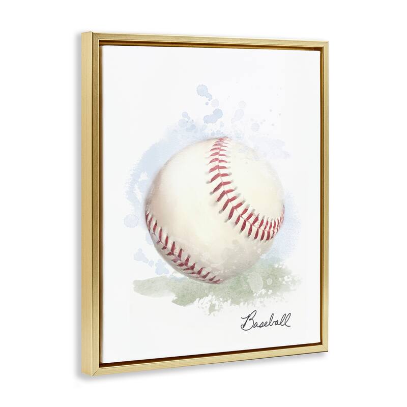 Stupell Soft Pastel Baseball Framed Floater Canvas Wall Art Design By Matthew Piotrowicz