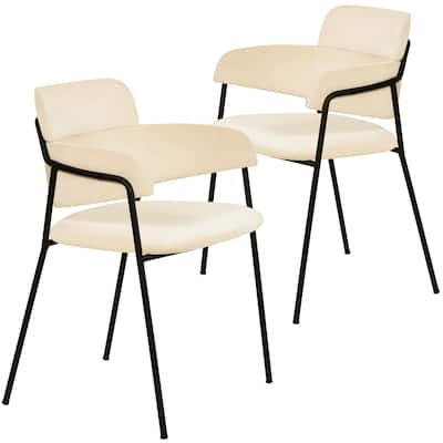 LeisureMod Set of 2 Axis Upholstered Dining Chairs with Black Stainless Steel Legs, Modern Side Chair for Kitchen Home Office