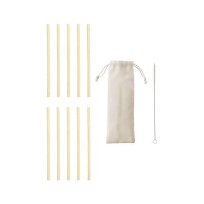 True Natural Bamboo Straws, Set of 10, Reusable, Durable Eco-Friendly Accessories