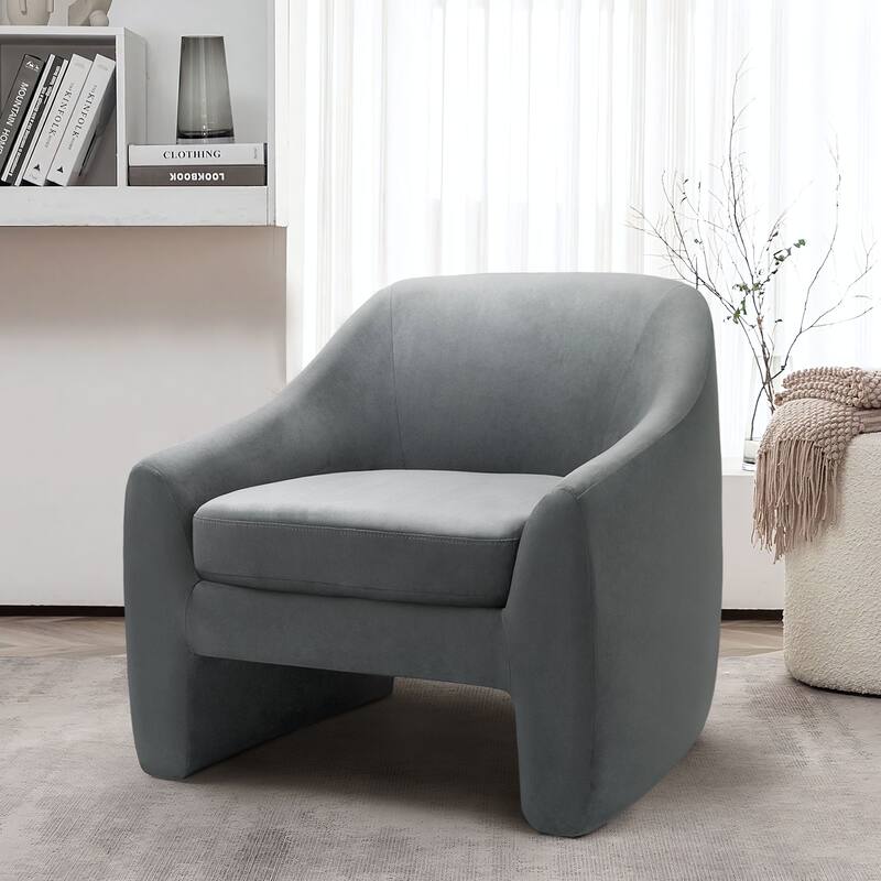 Casey Armchairs Modern Upholstered Accent Chair Oversized - Dark Grey/Velvet