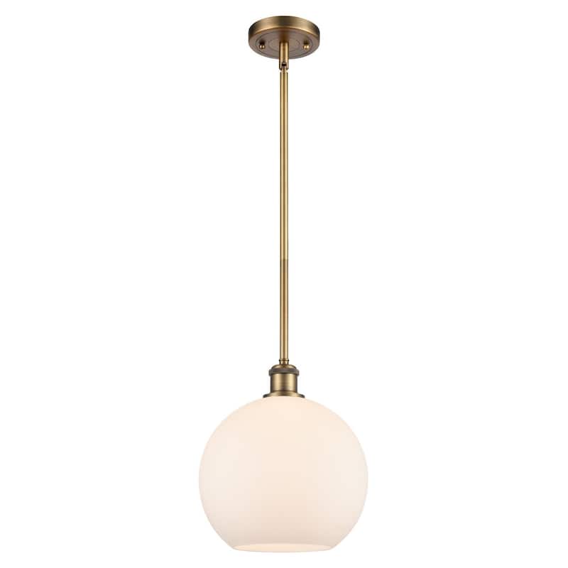 Innovations Lighting Large Athens 10" Wide Mini Pendant - Brushed Brass / Matte White
