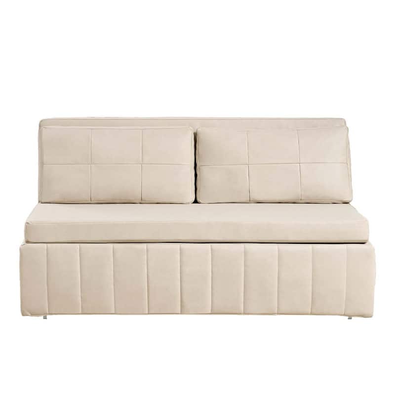 Mixoy Modern 62''Pull Out Sofa Bed,3-in-1 Pull Out Leathaire Fabric Sleeper Sofa Couch,Chaise Lounge,living room furniture