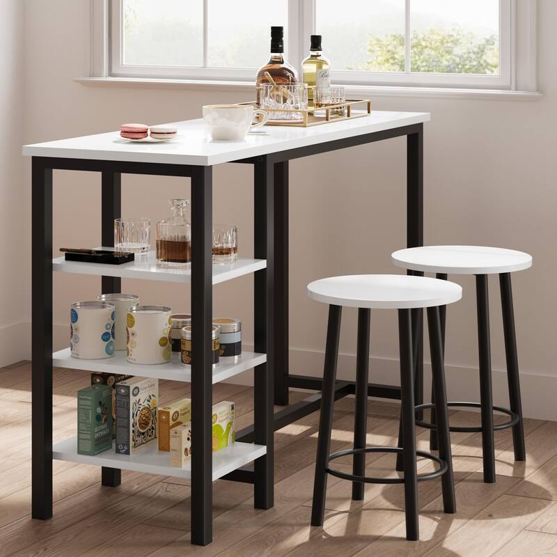Counter Height Dining Table with Stools - White