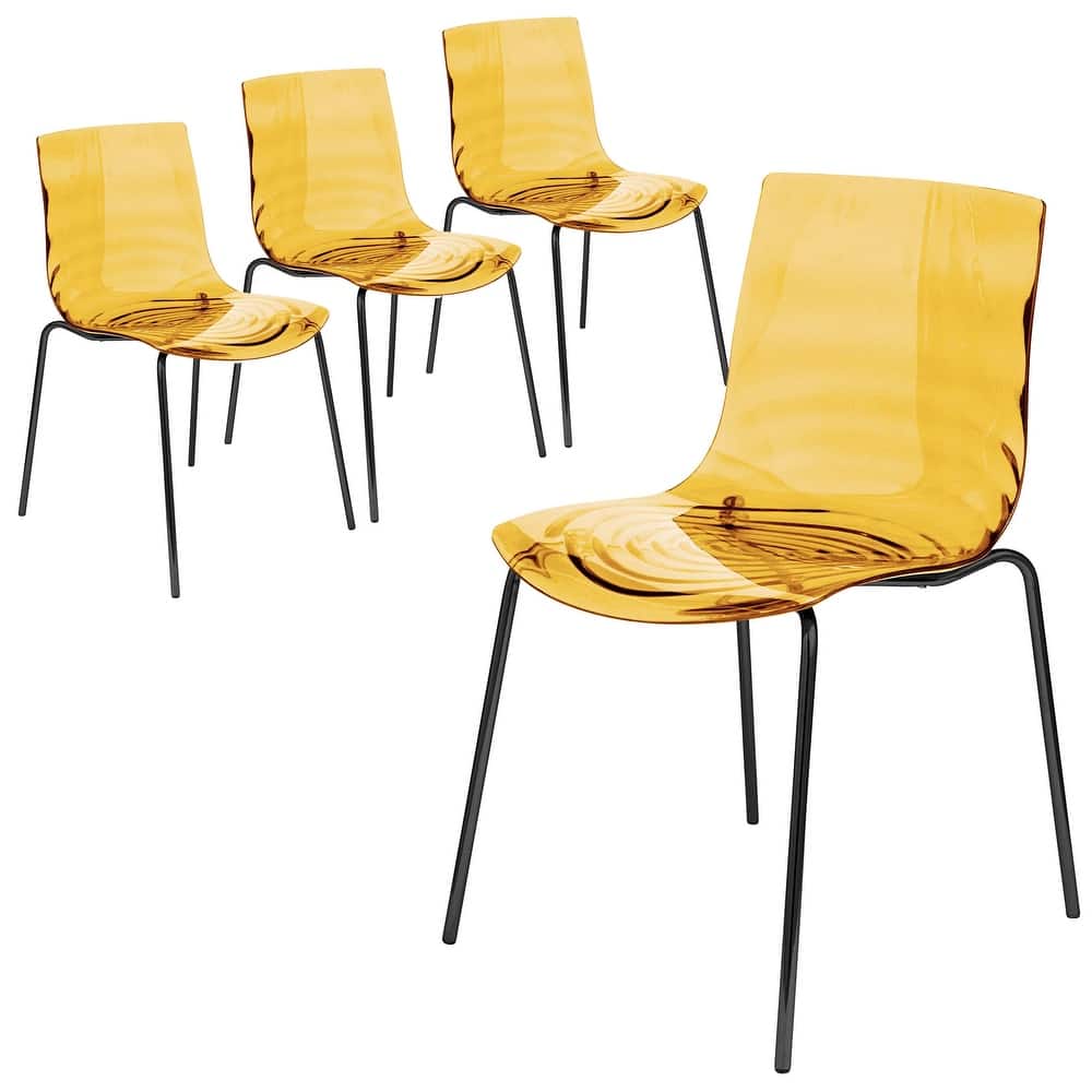 Stackable Dining Chair in ABS Plastic with Stainless Steel Legs Set of 4 Astor Collection