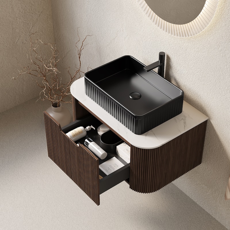 Wall-Mounted Floating Bathroom Vanity with Sink