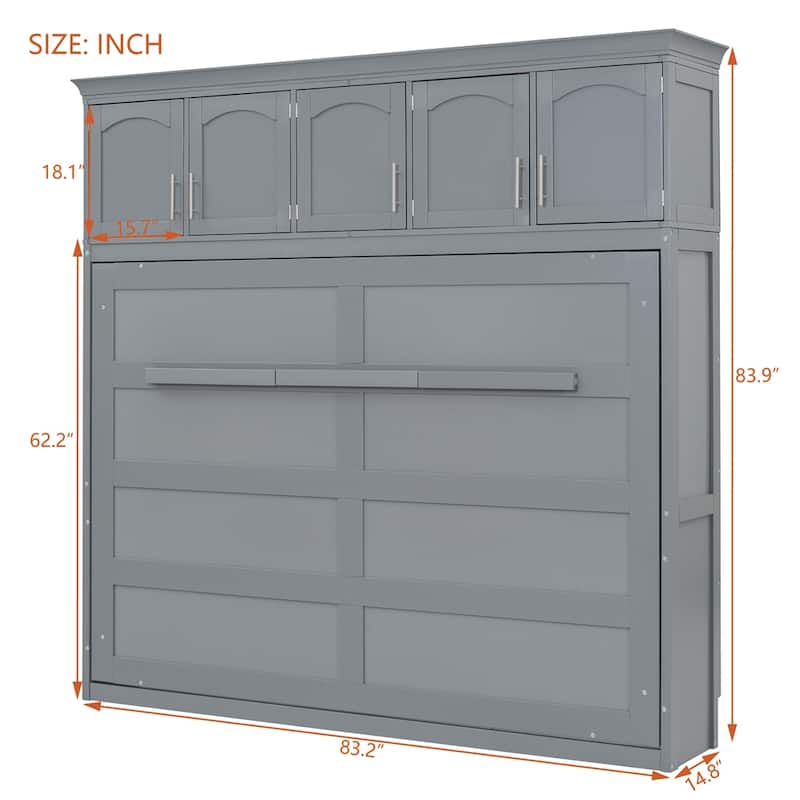 Full Size Murphy Bed Wall Bed with Top Cabinets