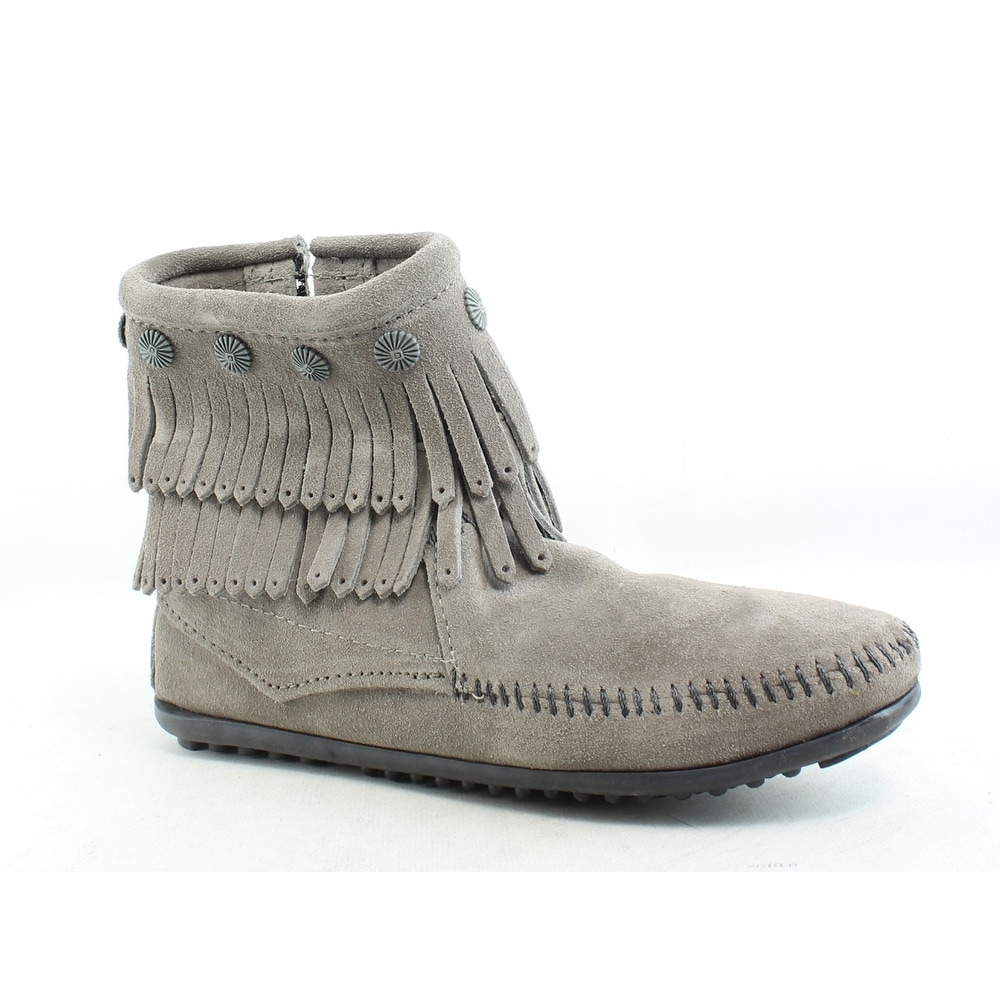 gray moccasin boots