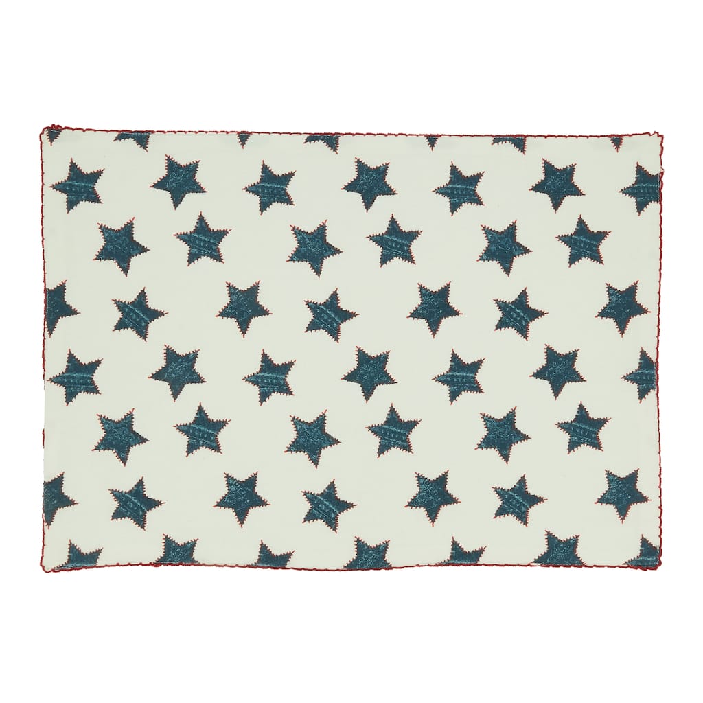Whipstitch Star Design Table Placemats (Set of 4) - 14"x20"