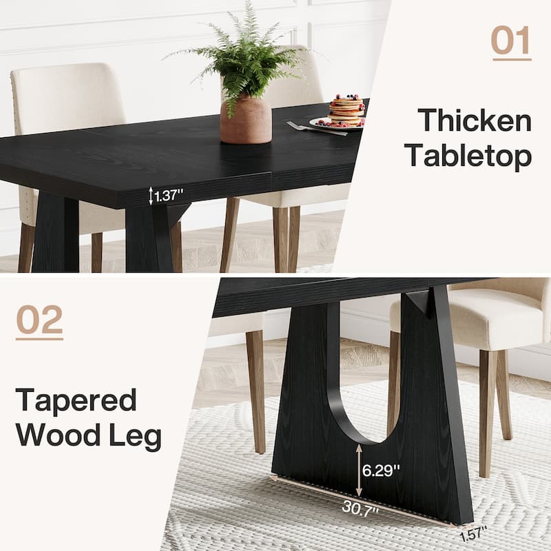 Oak Large Dining Table Wood Rectangular Kitchen Table for Dining Room