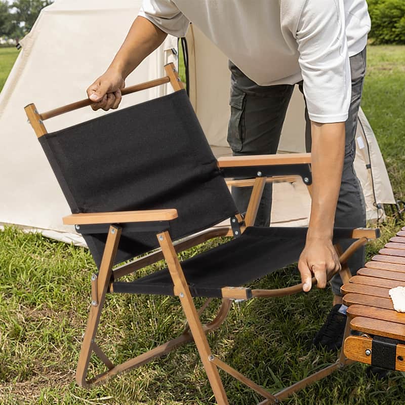 Single Aluminum Frame Wood Grain Spray Paint Camping Chair