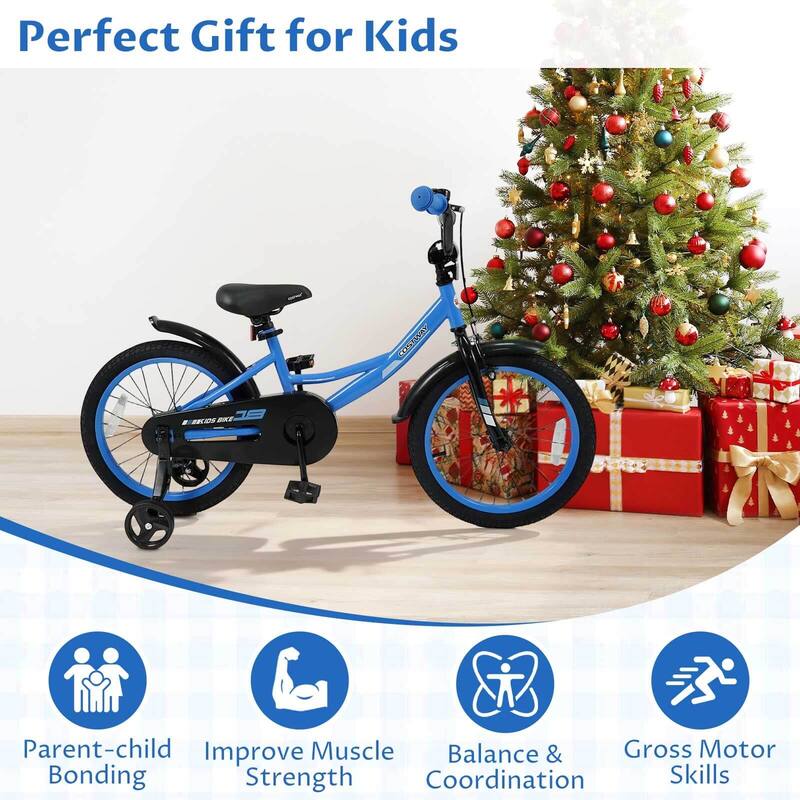 Costway 14" Kids Bike with Removable Training Wheels Adjustable Seat & - See Details