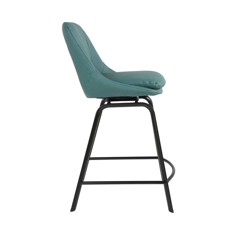 Carise Metal and Faux Leather Bar or Counter Swivel Stool