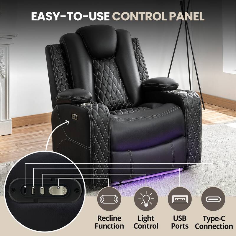 Power Reclining Sofa, Loveseat & Chair – Home Theater Seating with Wireless Charging, USB Port, Storage & Built-in Speakers