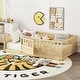 preview thumbnail 15 of 35, Twin Size Pine Wood Floor Bed with Full-Length Guardrail and Door