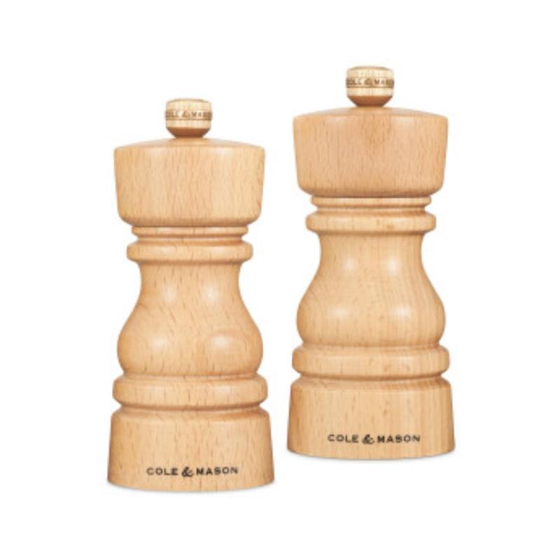 Cole & Mason London Natural Beech Salt & Pepper Mills Grinder Set 5"