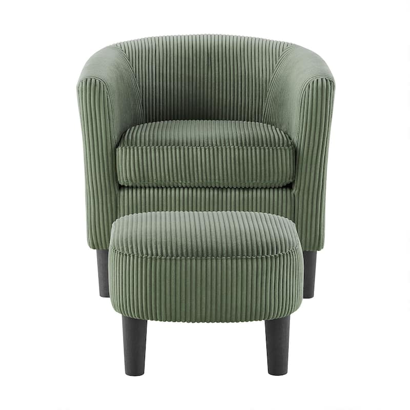 26.38" Corduroy Arm Chair with Ottoman