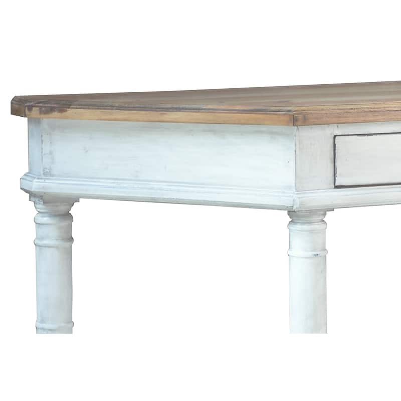 Shabby Chic Cottage 72in Vintage White and Salvage Brown Console Table - 16''W x 72''L x 37.5''H