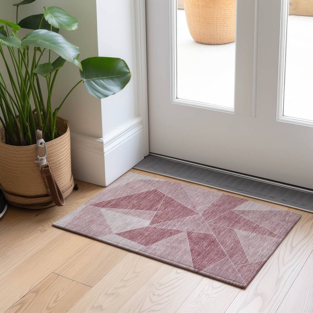 Machine Washable Indoor/ Outdoor Chantille Contemporary Mosaic Rug