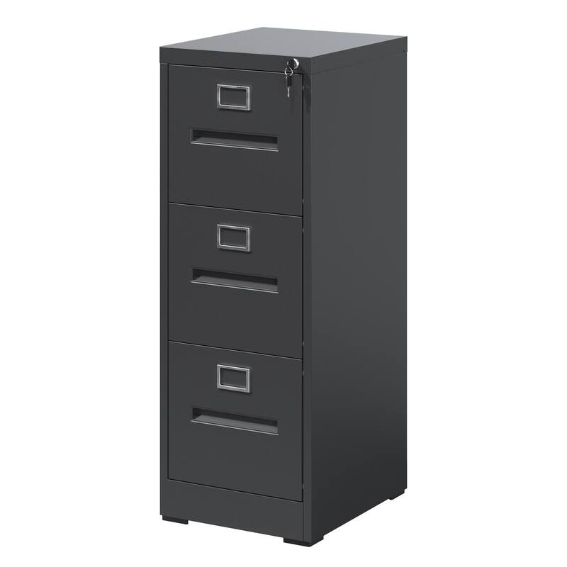 3-Drawer Narrow File Cabinet with Lock