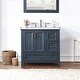 preview thumbnail 108 of 116, Altair Isla Single Bathroom Vanity Set and Aosta White Countertop without Mirror 36 - Classic Blue + Brushed Brass Hardware