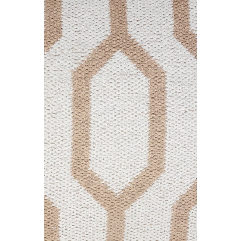 Sevita Hazelnut and White Geometric Throw Pillow
