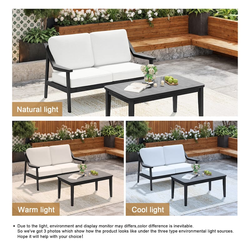 Outdoor Patio Wood Bistro Set/Loveseat Set