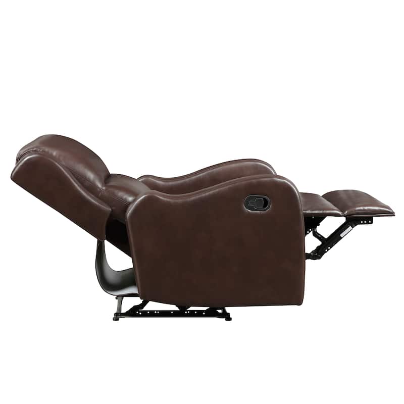 Reclining Chair 1pc Comfort Seating Faux Leather Upholstery Living Room Furniture Solid Wood