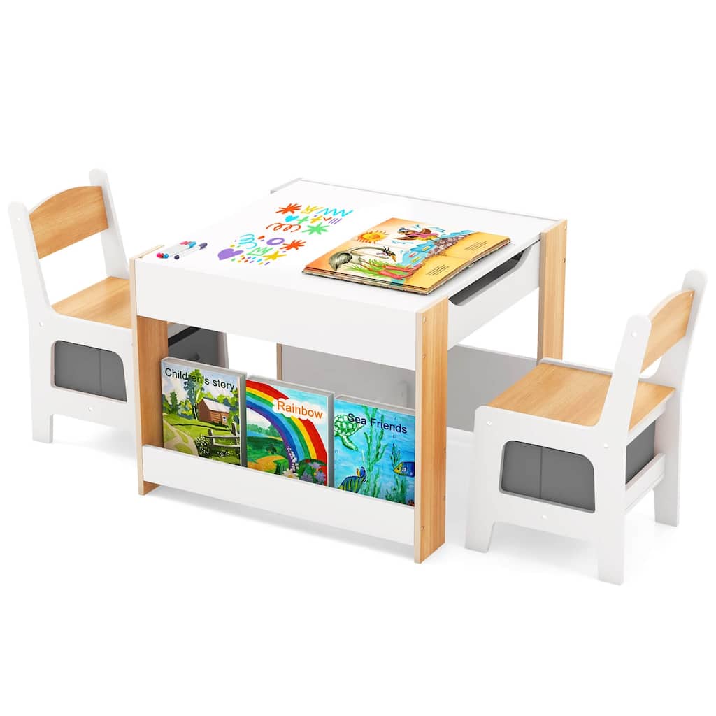 Costway 4-in-1 Kids Table & Chair Set Toddler Wooden Activity Table - See Details