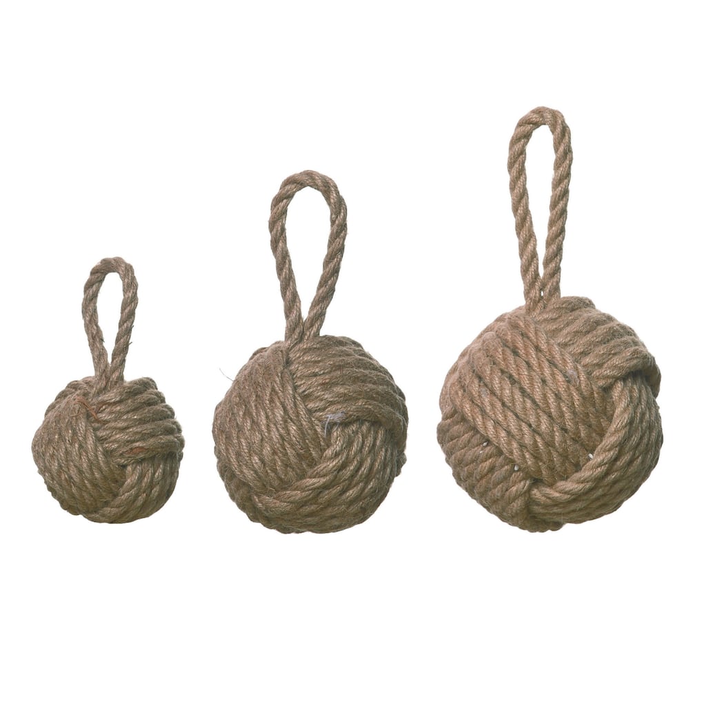 Transpac Foam 5.3 in. Brown Spring Hanging Knot Set of 3