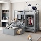 preview thumbnail 1 of 13, Twin Size MDF Bunk Bed with Drawers, Wardrobe, Shelves, Grey Grey
