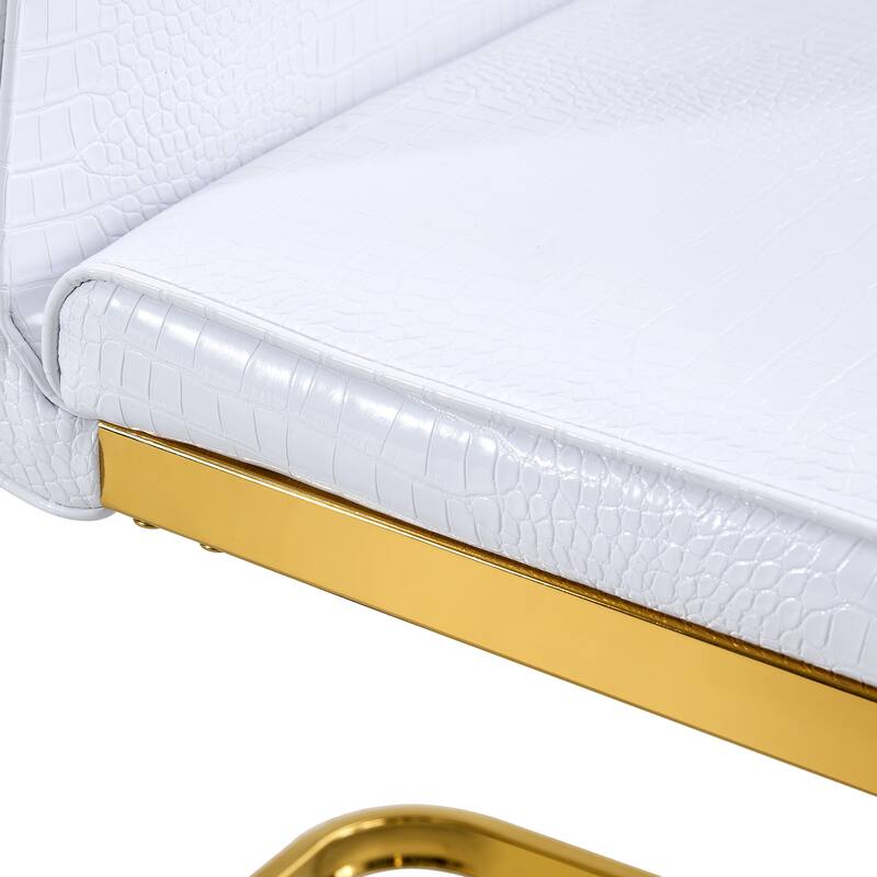 Retro Alligator-Embossed Faux Leather Dining Chairs with Crystal Buckle, Accent Upholstered Kitchen Chairs