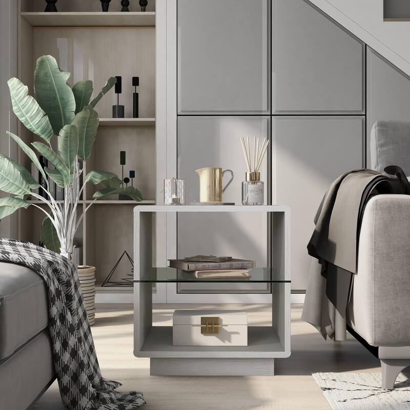 Jessica Contemporary 22-inch Glass Shelf-insert Side Table by Furniture of America