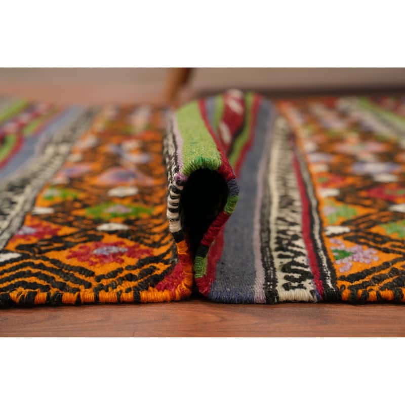 Hand Woven Oriental 100% Wool Carpet Southwestern Tribal Multi-Colored Kilim Area Rug - 7' 4'' X 4' 7''