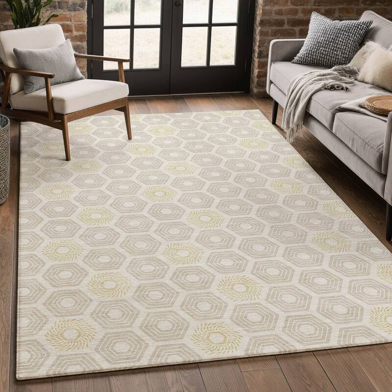 Machine Washable Indoor/ Outdoor Modern Hugoton Chantille Rug