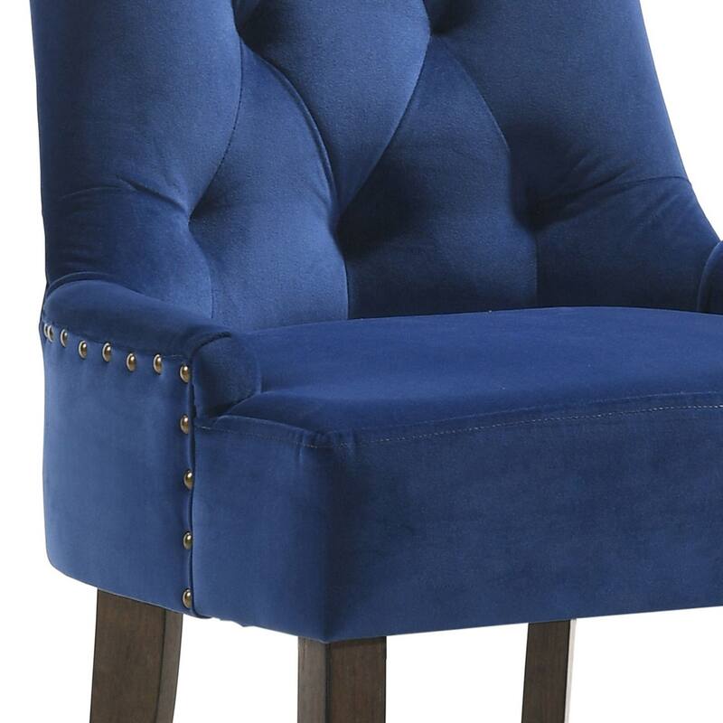 Beige and Weathered Oak Tufted Back Parson Chairs (Set of 2)
