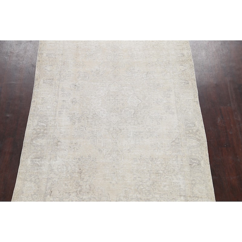 Muted Geometric Tabriz Persian Home Decor Area Rug Wool Hand-knotted - 6'3" x 9'3"