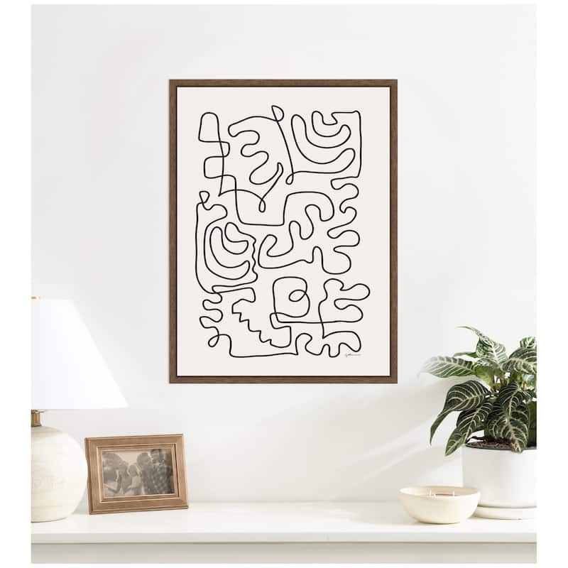 Kate and Laurel Connected Lines by Gabrielly Guedes Framed Canvas Wall Art Print