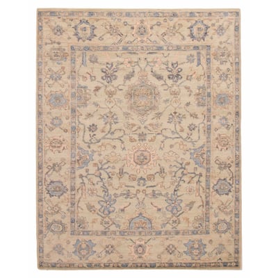 ECARPETGALLERY Hand-knotted Modern Oushak Green Wool Rug - 8'0 x 10'0