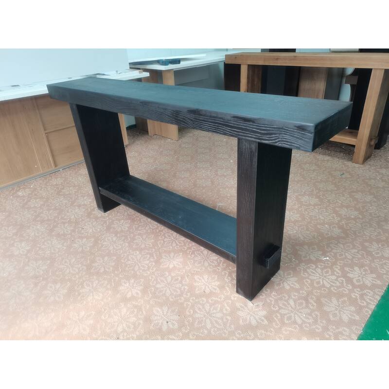 63'' Solid Wood Console Table with Shelf, 2-Tier Narrow Entryway Table