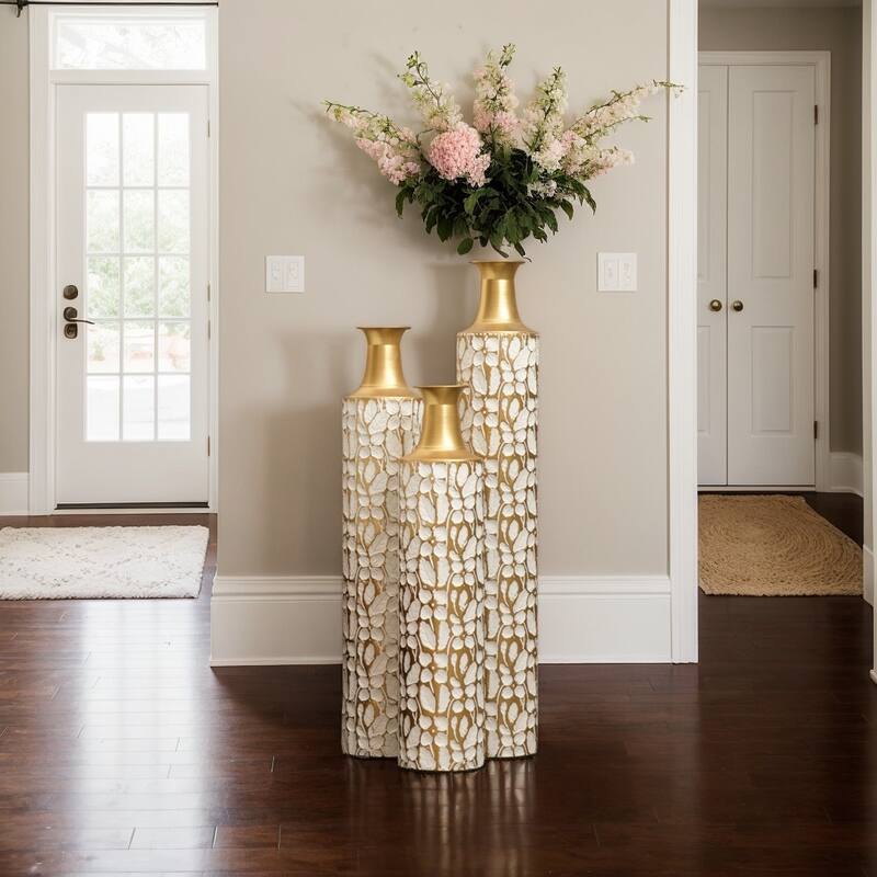 Hand-Woven PVC Rattan Floor Vase