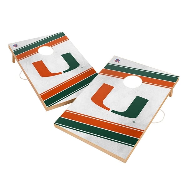 slide 2 of 5, Miami Hurricanes Regulation 2x4 Cornhole Set