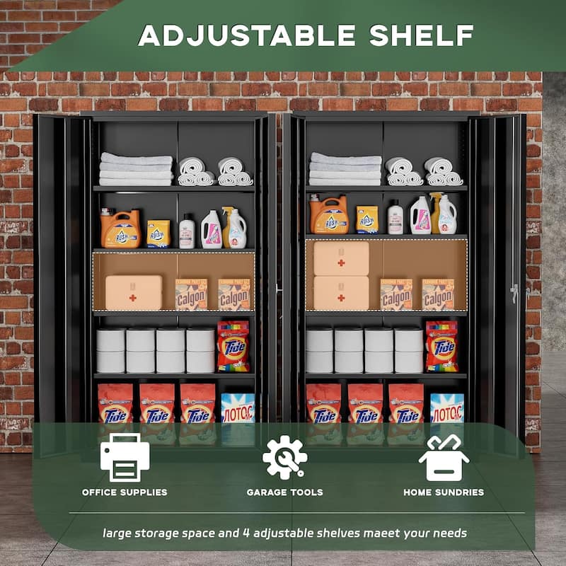 71'' H Metal Garage Storage Cabinet with Locking Doors and Adjustable Shelves